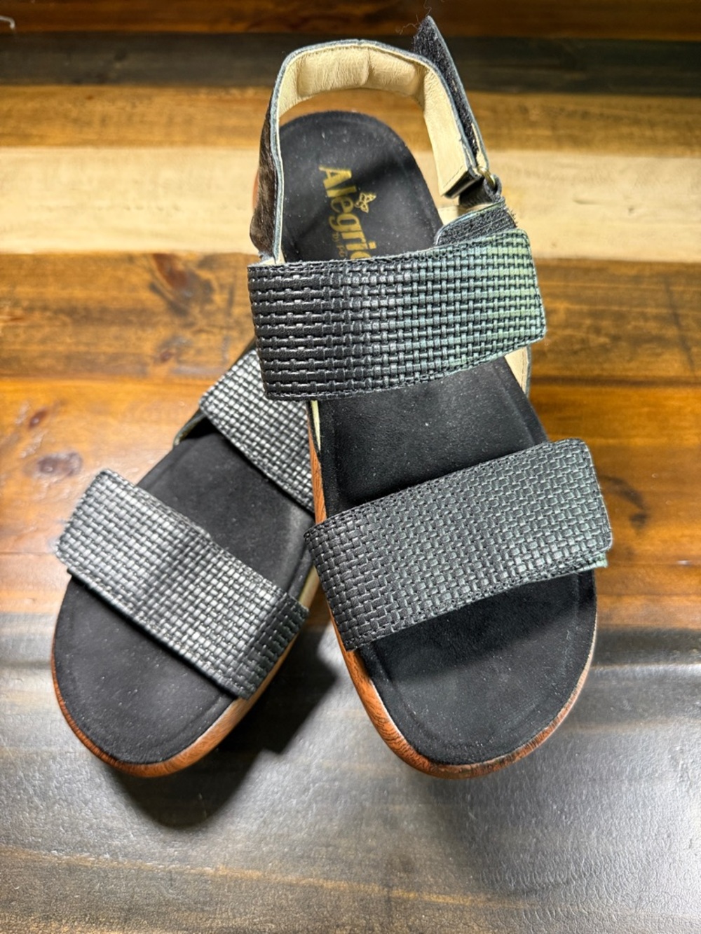 Algeria by PH Lite Black Textured Strap Sandals